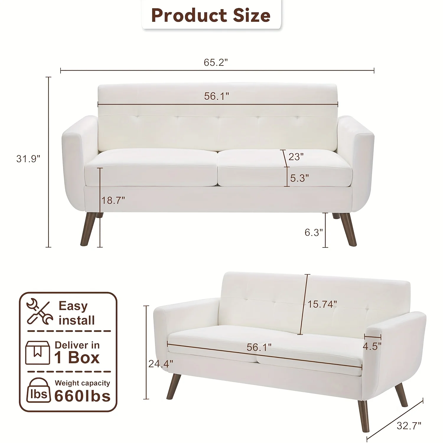 Small Upholstered Love Seat Furniture Tbfit 65\