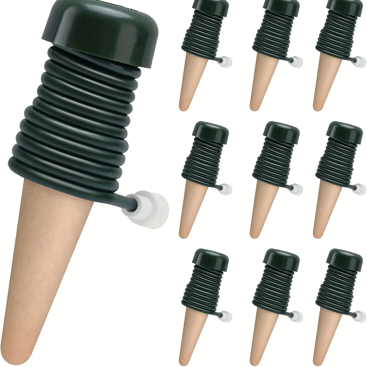 10pcs Automatic Plant Watering Stakes with Terracotta Spikes - Adjustable Drip Irrigation System for Indoor & Outdoor Plants, Houseplants, and Bonsai - Perfect for Vacation Care, Black Plastic Design, Self Watering Device for Plants